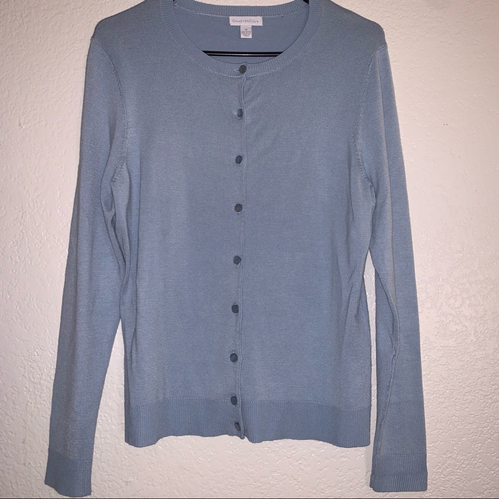 Charter Club Medium Blue Button Up Cardigan
